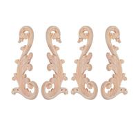 Gogogmee 4 pièces Appliques Bois Sculpté Non Peint Ornements Décoratifs pour Meubles Moulures Angle pour Armoires Portes Murs et Lits Finition DIY Personnalisable