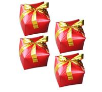 Gogogmee 4 Pièces Ballons Cube Film Aluminium Ballons Cadeau Forme de Boîte Carrée avec Ruban Couleur Décoration Festive pour Fête Noël Couleur