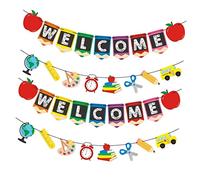 Gogogmee 4 Pièces Bannière Rentrée Scolaire Décoration Murale Classroom Welcome Accueil de ack To School