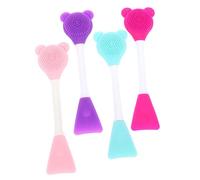 Gogogmee 4 pièces Brosse Visage Silicone Double Embout Applicateur Masque Facial Portable Outil Nettoyage Cosmétique Multifonction pour Peau Épurée