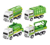 Gogogmee 4 pièces Camion Poubelle Miniature à Friction Plastique Modèle Robuste pour Garçon Fille Style Aléatoire Cadeau Éducatif et Pratique pour Garçons et Filles