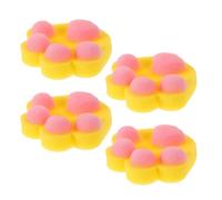 Gogogmee 4 Pièces Éponges de Bain à Motifs Lot de Éponges Corporelles Forme de Griffes de Chat Luffa de Douche Pouf de Bain Doux Exfoliante Luffa