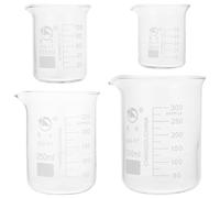 Gogogmee 4 pièces Lot Béchers Verre Gradués Béchers de Laboratoire avec Bec Verseur Matériel de Chimie Réutilisable pour Éducation et Recherche