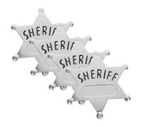 Gogogmee 4 pièces Lot de Badges Shérif Alliage de Zinc Broches Étoile à Six Branches Accessoires Costume Western pour Fête Déguisée Halloween et Jeu de Rôle