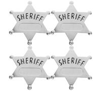 Gogogmee 4 pièces Lot de Badges Shérif Alliage de Zinc Étoile à Branches Épingles pour Costume Accessoires Police pour Femmes Décoration Halloween et Jeu de Rôle