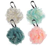 Gogogmee 4 pièces Lot de Boules de Bain Exfoliantes Colorées Grandes Éponge Loofah Douce pour Accèssoires de Bain Durables et Modernes Nettoyant Corporel Design Confortable et Élégant