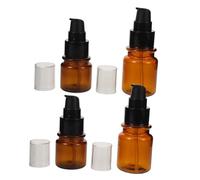 Gogogmee 4 Pièces Lot Flacons Cosmétiques Rechargeables et Distributeurs Lotion avec Pompe Bouteilles Brunes Claires Protégées Uv pour Crèmes et Sérums Contenants Portables Multifonctions