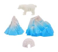 Gogogmee 4 pièces Modèle Igloo Miniature avec Ours Arctique Décor Hivernal Réaliste pour Paysage de Diorama Figurines d'animaux Polaires pour Garçon Fille