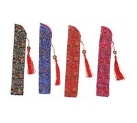 Gogogmee 4 Pièces Pochettes Éventails Pliants Soie Vintage avec Pompons Étui Portable pour Éventails à Main Protection Anti-poussière pour Mariages Fêtes et Événements