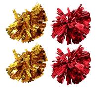 Gogogmee 4 Pièces Pompons de Cheerleading Métalliques Légers et Robustes pour Garçon Fille et Adultes Accessoires de Danse pour Équipes Sportives Événements Scolaires et Décorations de Fête