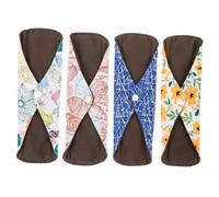 Gogogmee 4 pièces Serviettes Hygiéniques Lavables Coton Absorption Renforcée Post-partum Protection Femme Menstruation