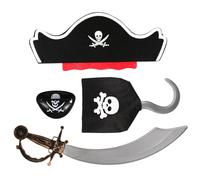 Gogogmee 4 Pièces Set de Accessoires Cosplay Pirate pour Déguisement Halloween Costume Pirate Écologique avec Cache Œil Crochet et Fête à Thème et Jeu de Rôle