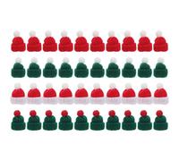 Gogogmee 40 Mini Bonnets de Noël Tricotés Faits Main, Assortiments Rouges, Blancs et Verts, Décorations Suspendues pour Poupées et Bouteilles, Accessoires Festifs pour Loisirs Créatifs et