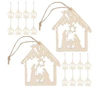 Gogogmee 40 Pièces 40 Décorations Spirituelles en Bois Non Finition à Suspendre pour Sapin de Noël - Motifs Nativité Représentant la Naissance de Jésus - Ornements Chrétiens pour Déco Table