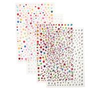 Gogogmee 4pièces Autocollants Visage avec Strass et Perles Stickers Imperméables Décorations pour Ongles et Maquillage Appliques Auto-adhésives Temporaires