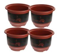Gogogmee 4pièces Lot de Pots De Fleurs Plastique pour Orchidées Pot De Rempotage avec Évacuation pour Plantes Intérieur Et Extérieur Couleur Brique Hauteur