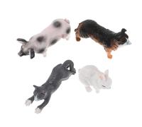 Gogogmee 4pièces Statuette de Chat et Figurines Pin Chien Cochon Plastique pour Décorations de Gâteau et Jeux Animaux Ferme pour Garçon Fille