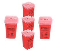 Gogogmee 5 pièces Conteneur de Collecte pour Aiguilles et Objets Tranchants Rouge Bac Portable Résistant pour Élimination Sécurisée des Déchets de Tatouage Salon et Usage Domestique