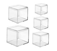 Gogogmee 5 pièces Lot de Boîtes Carrées Acryliques Transparentes avec Couvercle Boîtes de Rangement Polyvalentes pour Bonbons Bijoux et Petits Objets Protection Hermétique Anti-humidité
