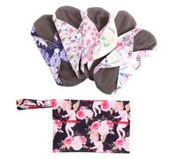 Gogogmee 5 pièces Lot Serviettes Hygiéniques Réutilisables Fibre de Bambou avec Pochette Lavables Écologiques et Confortables Protection Sécurisée pour Règles et Couleur Couleur Aléatoire