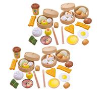 Gogogmee 58 Pièces Cuisine Garçon Fille Déjeuner Chinois Jeu de Rôle Éducatif avec Accessoires Alimentaires et Ustensiles pour Apprendre Couleurs et Repas