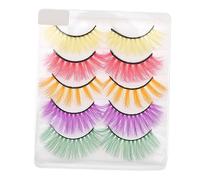 Gogogmee 5paires Faux Cils Colorés Naturels Épaississement Pour Maquillage De Fête Nuit Pour Look Éblouissant Et Confortable