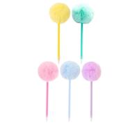 Gogogmee 5pcs Status Pompoms Mignons Et Moelleux Colorés Stylos De Papeterie Décorative Alimentaire Adorable Stylo Flous Stylos Léger Pom Pom Stylo Pour L'école Et Les Faveurs De Fête