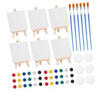 Gogogmee 6 Ensembles Kit de Peinture sur Toile Mini avec Pinceaux et Palette Petit Chevalet Portable pour Adultes et et Contrôle Précis pour Dessin Créatif