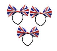 Gogogmee 6 Pièces Bandeau drapeau union jack - avec drapeau britannique décor platine ribbon hair band épingle à cheveux coiffes d'arc casque à motif drapeau britannique Satin