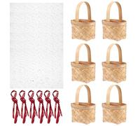 Gogogmee 6 Pièces Lot de Paniers à Bonbons Portables Bois Tressé Boîte à Dragées Décorative pour Mariage Panier Cadeau Pratique pour Snacks et Petits Objets