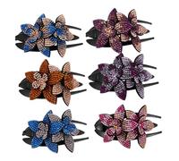 Gogogmee 6 pièces Pince Cheveux Métallique Trois Dents Fleur Lot de Grandes Pinces Bec de Canard Colorées pour Femmes et Filles Accessoires et Durables pour Coiffure Élégante