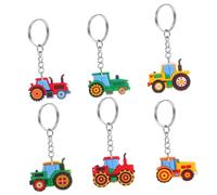 Gogogmee 6 Pièces Porte-Clés Tracteur Miniatures Thème Ferme Accessoires Cadeaux Récompenses Fête Printemps Enfants Garçons Filles