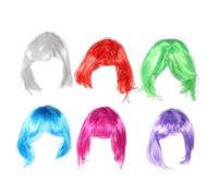 Gogogmee 6pièces Perruques De Déguisement Colorées Pour Femmes Coupe Carrée Courte Perruques Synthétiques Pour Cosplay Et Fêtes