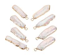 Gogogmee 8pièces Pendentifs Perles Eau Douce Naturelles Baroques Forme Irrégulière avec Bordure Dorée pour Création Bijoux Colliers Boucles Oreilles