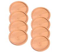 Gogogmee 8pièces Soucoupes Rondes pour Pots De Fleurs Bambou Plateau De Plante avec Bords Surélevés pour Collecter Eau Excédentaire Terre