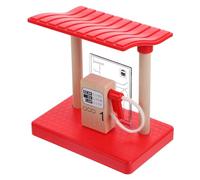 Gogogmee Accessoire Bois Station-Service Simulation de Pompe à Essence pour Modélisme Ferroviaire Garçon Fille Décoration Robuste pour Scène de Train