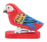 Gogogmee Agrafeuse Bois Animale Miniature Décor de Bureau Créatif Agrafeuse Mignonne et Solide pour Maison et Bureau Modèle Perroquet Rouge