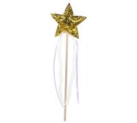 Gogogmee Baguette Magique Étoile Dorée 1 PC en Bois avec Ruban Décorative pour Spectacle Scénique Fête Cosplay et Jeux de Fée Bâton de Fée Lumineux et Résistant