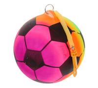 Gogogmee Ballon de Football Gonflable Léger avec Poignée et Corde à Ressort pour Garçon Fille Extérieur Sécurisé et Portable pour Activités Maternelle et Tout-Petit Couleurs Vives