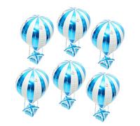 Gogogmee Ballons Aluminium Montgolfière 4D Décoratifs Bleus 6 Pièces pour Fête Anniversaire Garçon et Filles Shower Décoration Suspendue Thème Voyage Articles de Fête Solide et