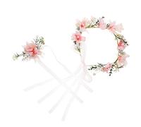 Gogogmee Bandeau Floral Pour Mariée Bandeau Pour Enterrement De Vie De Jeune Fille Guirlande De Fleurs Imitation Et Bracelet