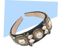Gogogmee Bandeau Large pour Cheveux Femme Verre Vintage Style Couronne Chic pour Fête et Usage Quotidien Blanc