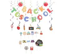 Gogogmee Bannière de Décoration Suspendue Rentrée Scolaire, Kit 4 Pièces pour Classe Maternelle, Guirlande Colorée Solide, Fournitures Scolaires pour Ambiance Festive et Motivation