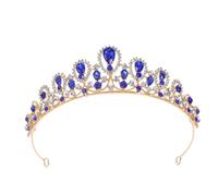 Gogogmee Baroque Couronne Tiare Bleue Élégante avec Strass Goutte Eau Accessoire Cheveux Mariage Bal et Fête Bandeau Légère et Confortable pour Demoiselles Honneur