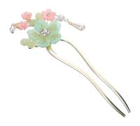 Gogogmee Bâtonnet à Cheveux Chinois en Alliage et Glaçure Vert, Léger et Portable, Style Rétro Élégant Motif Fleur, pour Soirées et Danse