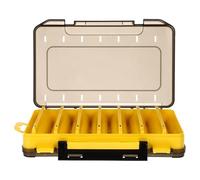 Gogogmee Boîte à Appâts de Pêche Double Face Jaune Rangement Étanche en PP Robuste Compartiments Modulables pour Leurres Souples et Durs Mallette Pratique pour Pêche Sportive en