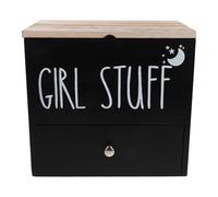 Gogogmee Boîte de Rangement Bois avec Couvercle pour Tampons Hygiéniques Organisateur Compact et Résistant à Humidité pour Produits Féminins Salle de Bain et Comptoir Noir