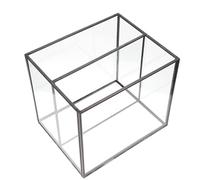 Gogogmee Boîte de Rangement pour Cosmétiques et Bijoux 2 Compartiments en Verre Barre en Laiton Noir, Organisateur Simple et Pratique pour Coiffeuse, Rangement Maison Élégant et