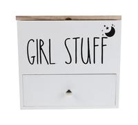 Gogogmee Boîte de Rangement pour Tampons Hygiéniques avec Couvercle Étanche Bois Blanc Organisateur Compact Résistant à Humidité pour Produits Féminins Accessoire Pratique pour Salle de