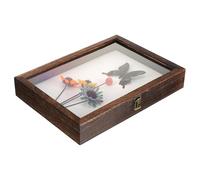 Gogogmee Boîte Exposition Bois pour Spécimens d'Insectes Style Rétro avec Couvercle Transparent Anti-poussière Présentoir Multifonction pour Bijoux et Objets de Collection